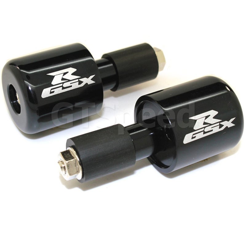 GT-Speed Compatible with/Replacement for Motorcycle Handlebar Ends, Black Aluminum CNC Laser Engraved Bar Ends Plugs, Fits Suzuki GSXR 600 750 1000 1100 Hayabusa Katana Bandit - Image 1